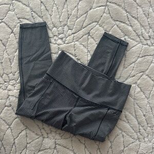 Athleta Women’s Black and White Striped Leggings